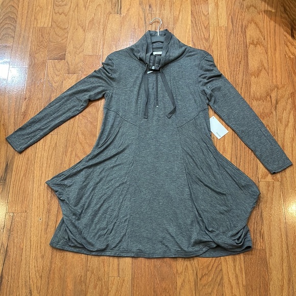 Kensie Size Large Woman's Gray NWT Dress Modern Design Stretch Long Sleeve - Picture 8 of 15